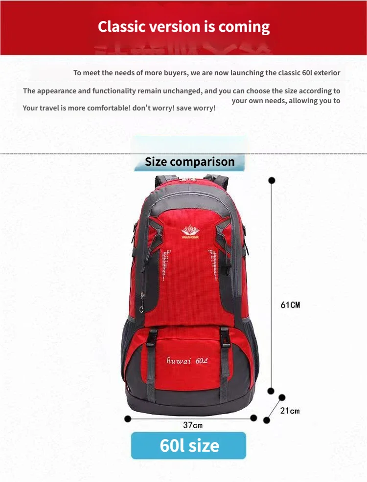 Huntvp 60L High Grade Hiking & Travel Backpack – Waterproof Trekking Bag with Shoe Compartment