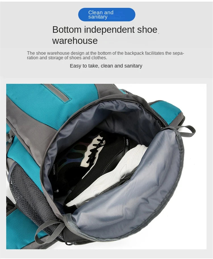 Outland 50L Waterproof Hiking & Travel Backpack – Shoe Compartment, Waist & Chest Support