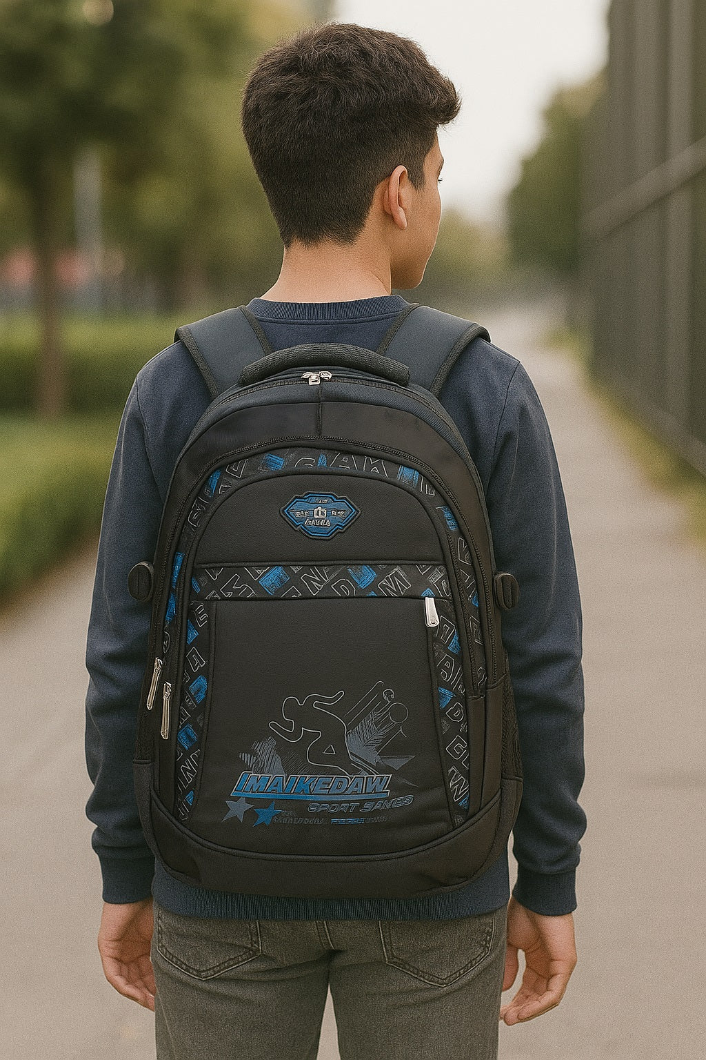 MK Imported School Bacpack, Premium Nylon Materia, Large Compartment, Water Proof, Multi Compartment