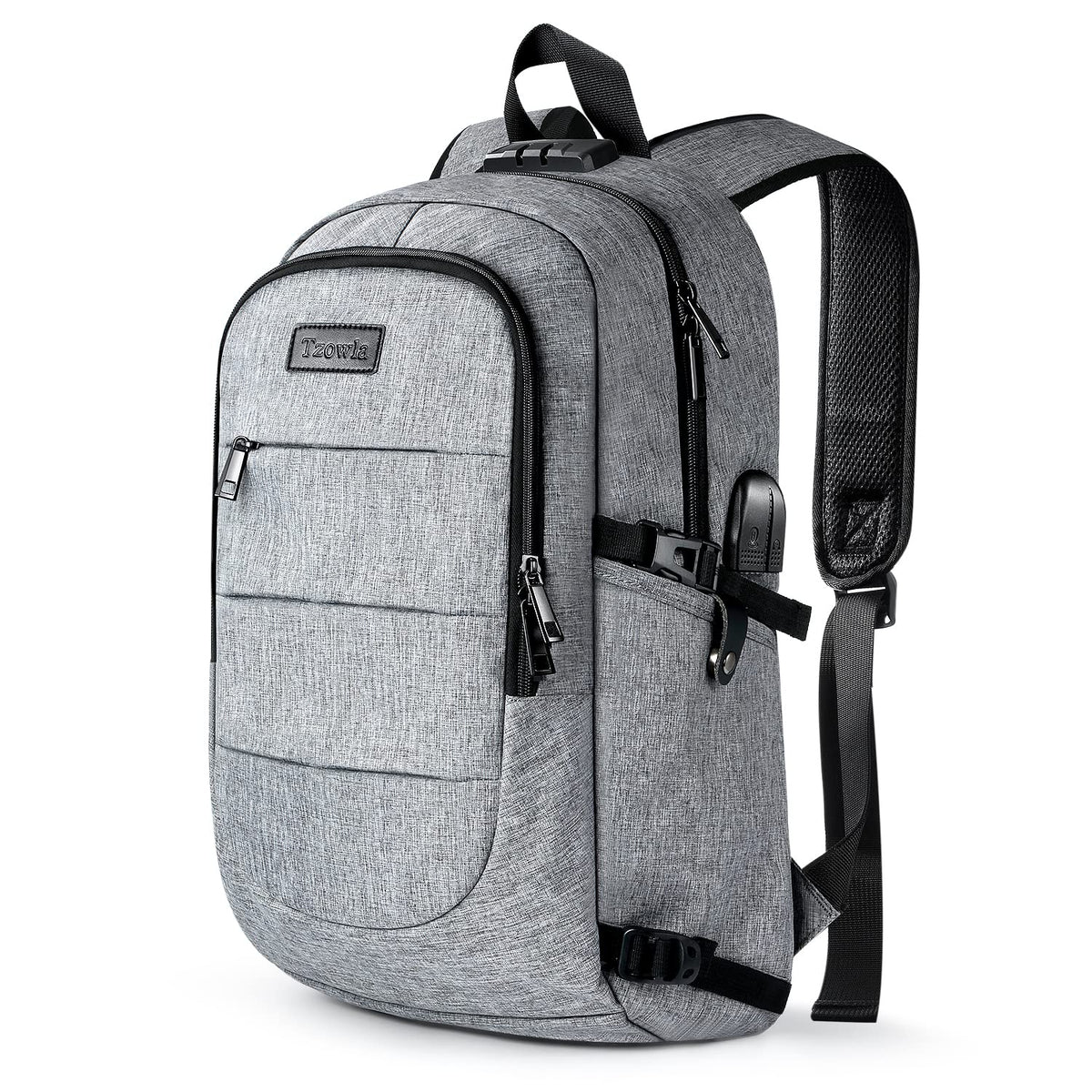 Tzowla Anti-Theft Laptop Travel Backpack – USB Charging & Headphone Port, Water-Resistant (Fits 15.6”–17.3”)