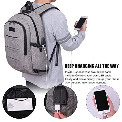 Tzowla Anti-Theft Laptop Travel Backpack – USB Charging & Headphone Port, Water-Resistant (Fits 15.6”–17.3”)