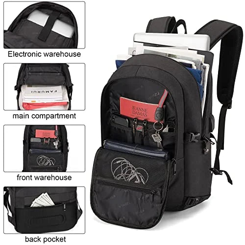 Tzowla Anti-Theft Laptop Travel Backpack – USB Charging & Headphone Port, Water-Resistant (Fits 15.6”–17.3”)