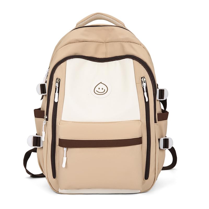 Patchwork Color Multi-Pocket Large Capacity Backpack for Girls & Women – Waterproof Nylon School, College, Travel & Laptop Bag (45 × 30 × 14 cm)**