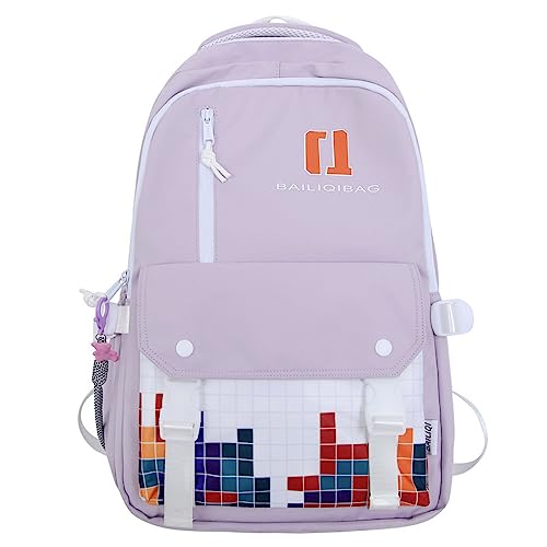 Block Design Junior & High School Large Backpack for Girls – Lightweight Waterproof School, College & University Bag with 15.6” Laptop Sleeve (Purple)