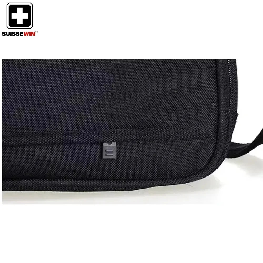 Suissewin SNE9025 15.6" Waterproof Laptop Briefcase - Black Business Bag for Men & Women