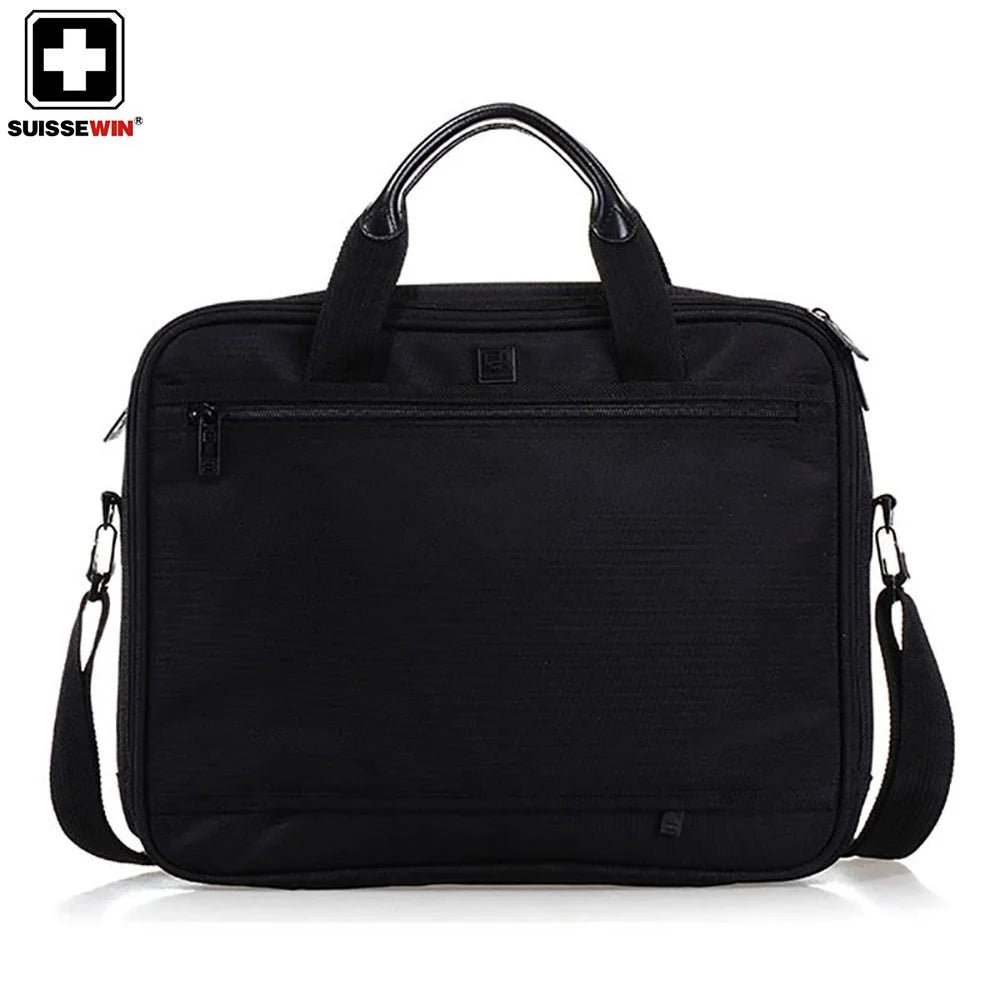 Suissewin SNE9025 15.6" Waterproof Laptop Briefcase - Black Business Bag for Men & Women