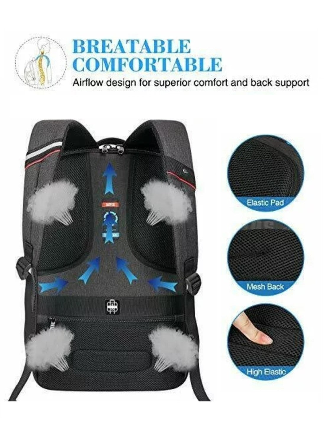 Sunpow Anti-theft 15.6" Laptop Backpack – 180° Open Design | Waterproof | Black