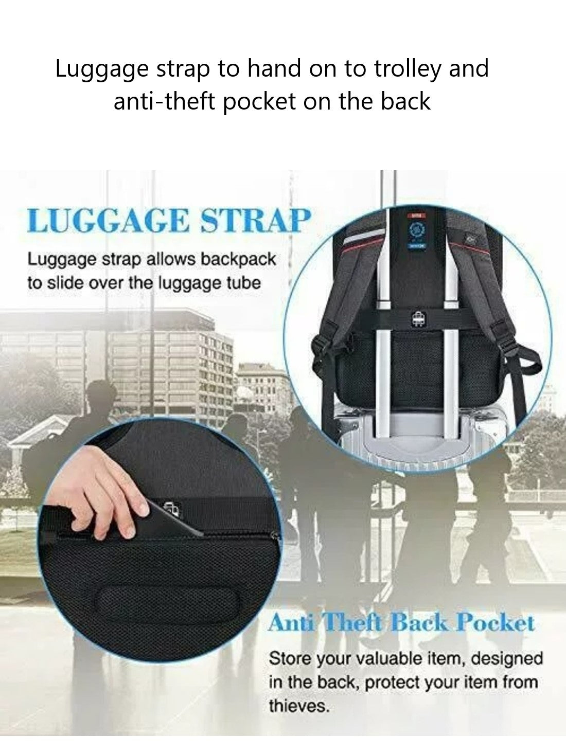 Sunpow Anti-theft 15.6" Laptop Backpack – 180° Open Design | Waterproof | Black