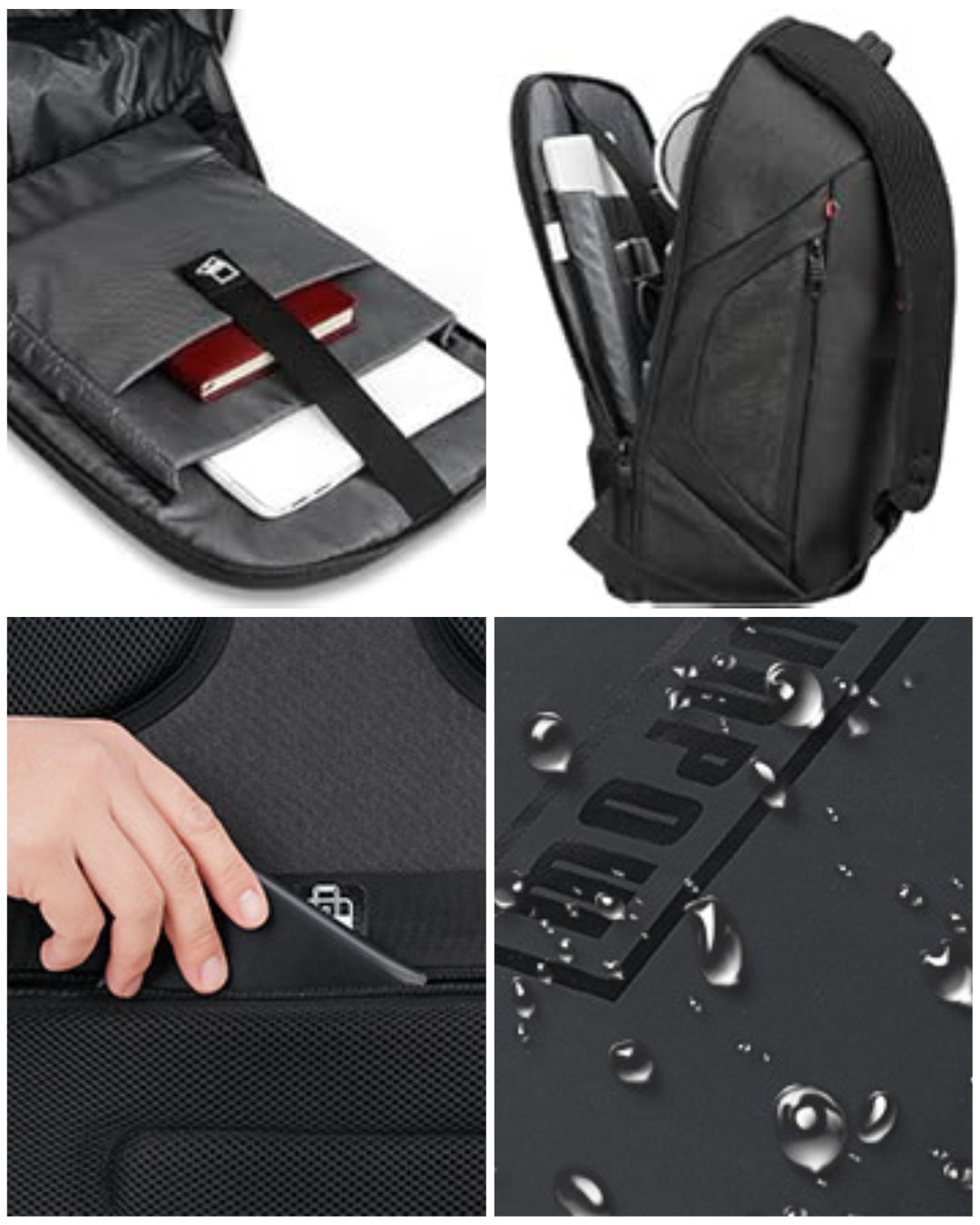 Sunpow Anti-theft 15.6" Laptop Backpack – 180° Open Design | Waterproof | Black