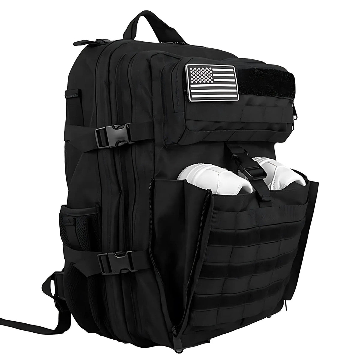 GearX 45L Tactical Outdoor Backpack – Military, Hiking, Trekking & Gym Bag | Black