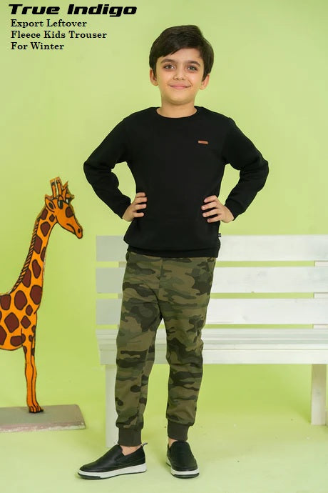True Indigo Kids Winter Trouser Army Camouflaged Design –  Fleece | Unisex | Sizes 2 to 14 Years