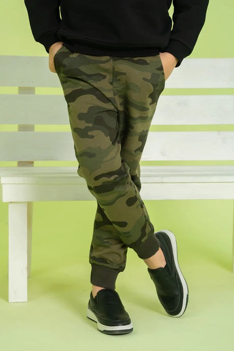 True Indigo Kids Winter Trouser Army Camouflaged Design –  Fleece | Unisex | Sizes 2 to 14 Years