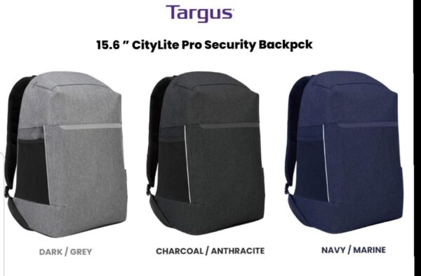 Targus CityLite TSB938GL 15.6" Laptop Backpack – Anti-Theft, RFID Safe, Waterproof, Black