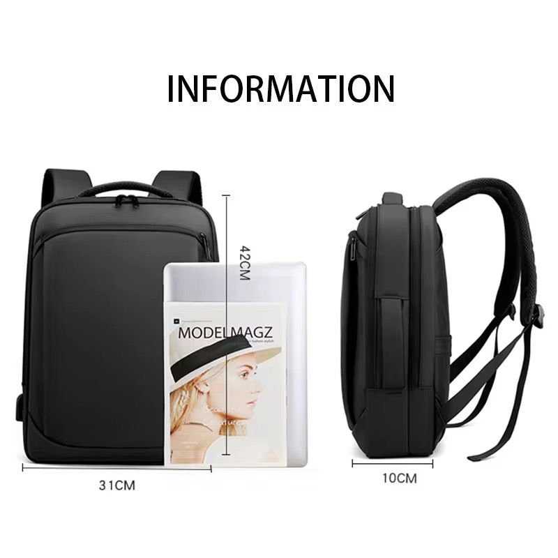 Nexus Business Laptop Backpack – Multifunctional, Waterproof, USB Charging, Fits 16" Laptop – Black