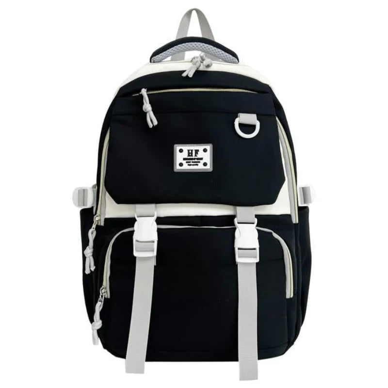 HF Trendy Lightweight Backpack – Stylish School, College & Travel Bag (Pink, Black, Blue)