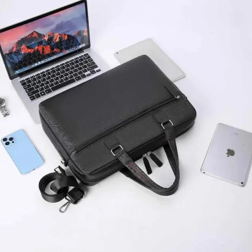 ThinkClub T310 15.6" Laptop Bag – Leatherette Briefcase with Shoulder Strap (Black)