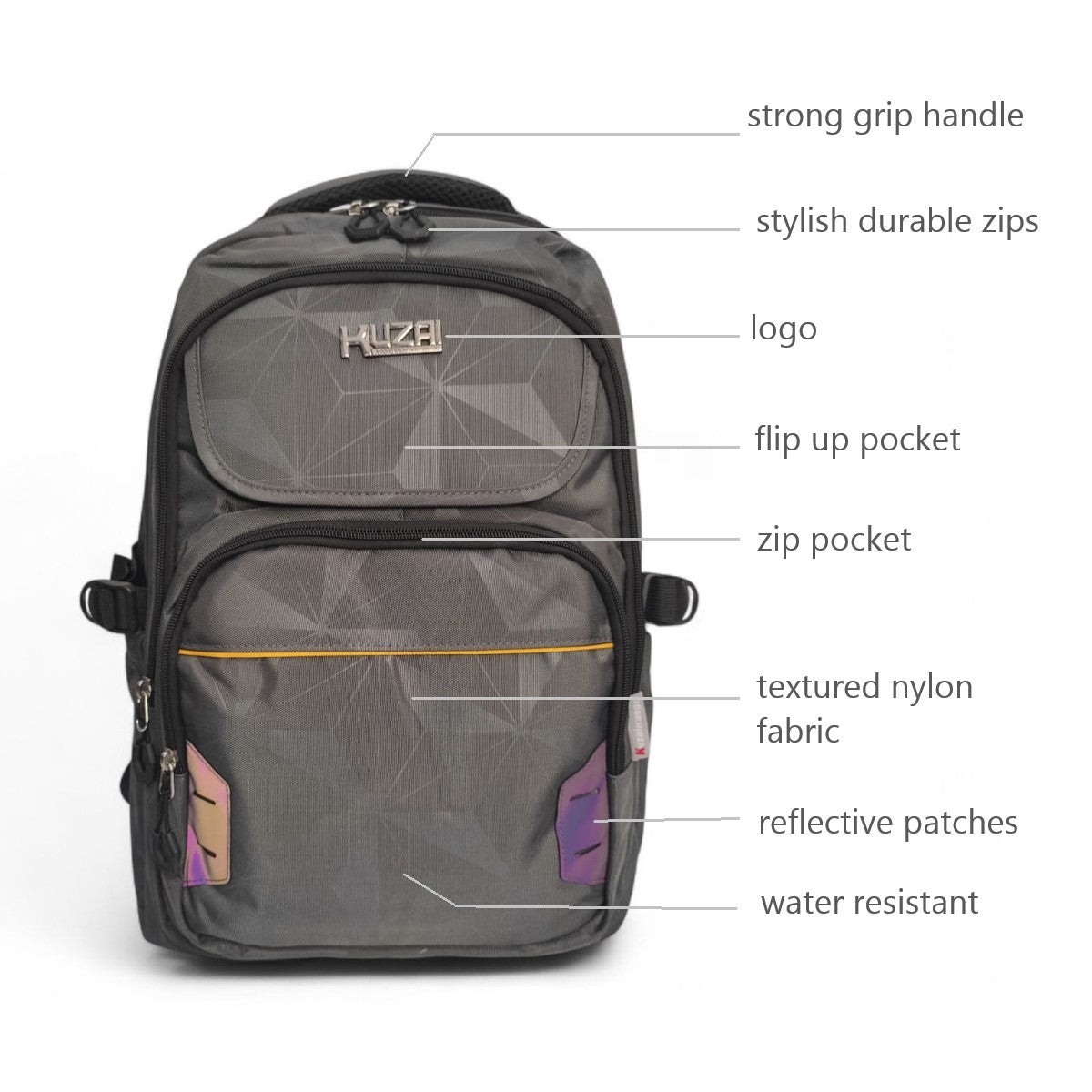 KUZAI Waterproof School & Laptop Backpack | 16” Laptop Compatible Unisex Bag for Higher Classes, University & Travel