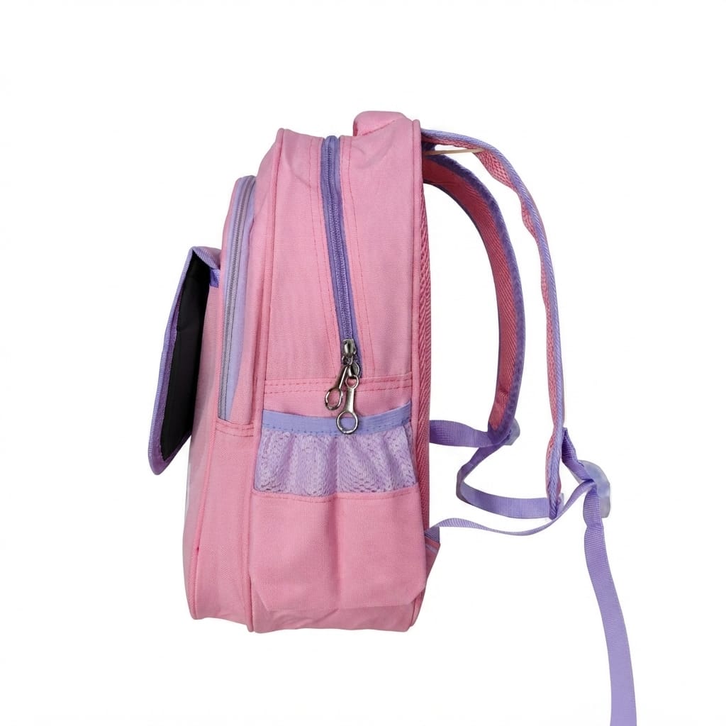 Cute Cat Kids School Bag – Imported, Pink & Lilac – KG, Nursery & Class 1