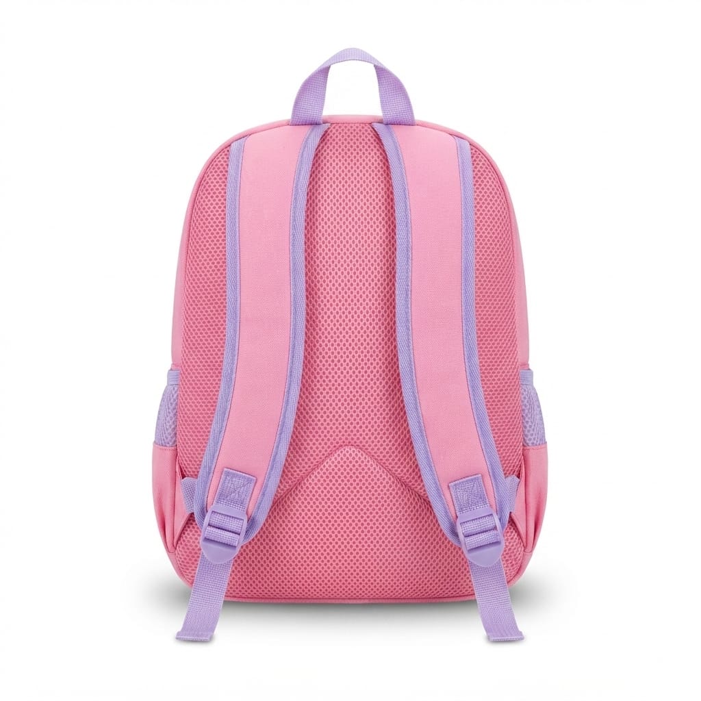 Cute Cat Kids School Bag – Imported, Pink & Lilac – KG, Nursery & Class 1