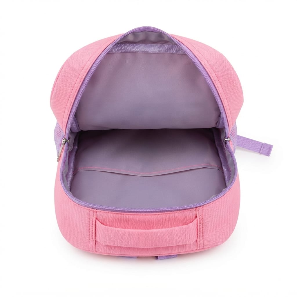 Cute Cat Kids School Bag – Imported, Pink & Lilac – KG, Nursery & Class 1