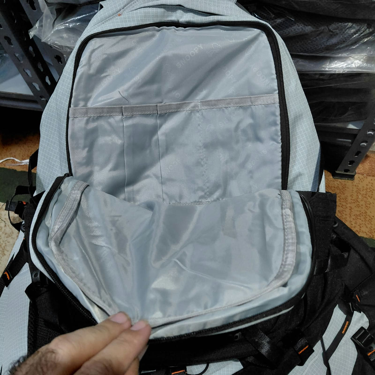 Snoopy Casual Backpack – Light Grey Checked, Water Resistant, 15.6" Laptop Compartment