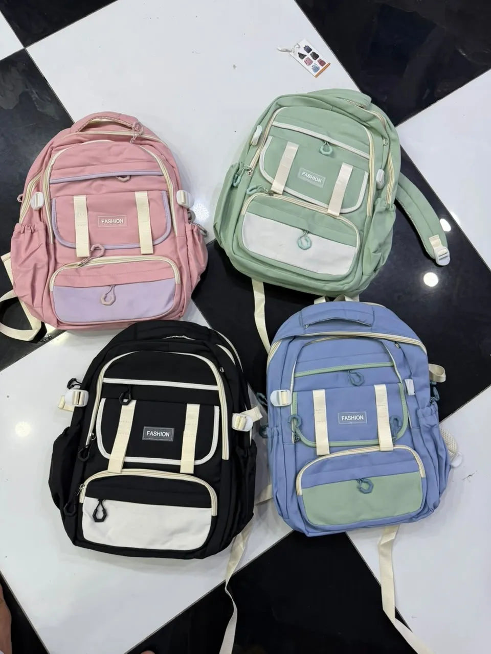 New Era Fashion School Backpack – Premium Water-Resistant Nylon, Laptop Compartment & Trolley Strap