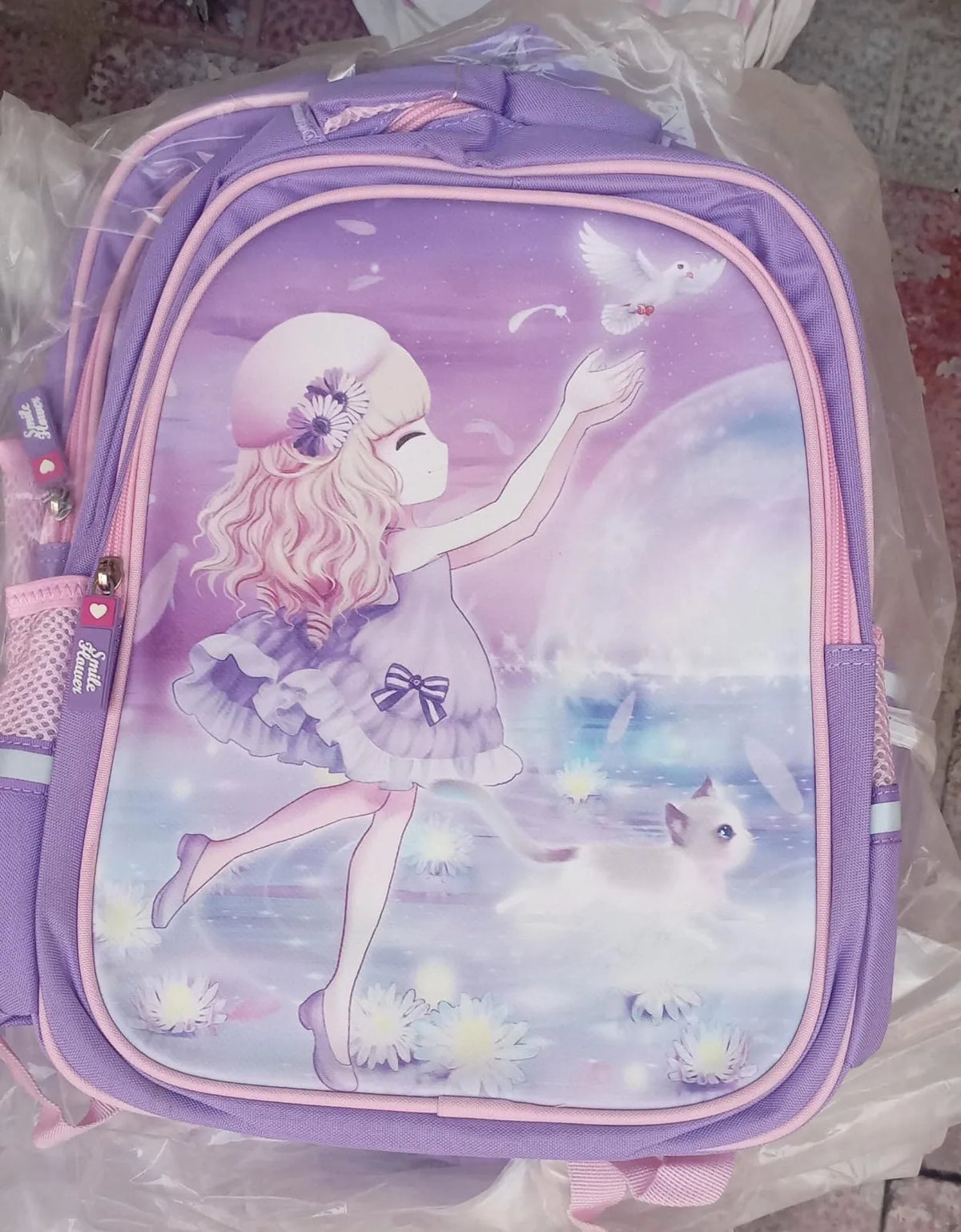Apsis Junior School Bag for Girls – Barbie Design, Lilac & Pink