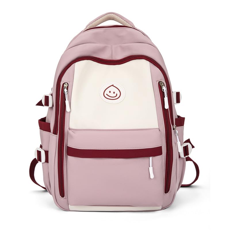 Patchwork Color Multi-Pocket Large Capacity Backpack for Girls & Women – Waterproof Nylon School, College, Travel & Laptop Bag (45 × 30 × 14 cm)**