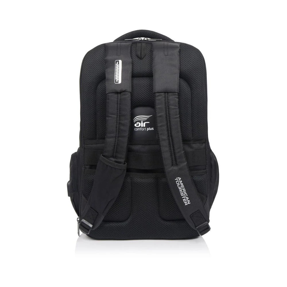 American Tourister Segno III 17″ Laptop Backpack with USB & Rain Cover – Black