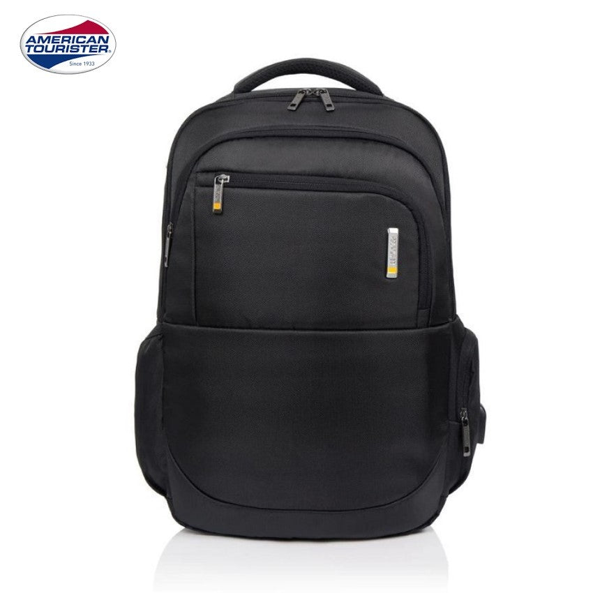 American Tourister Segno I Black 15.6″ Laptop Backpack with USB & Rain Cover