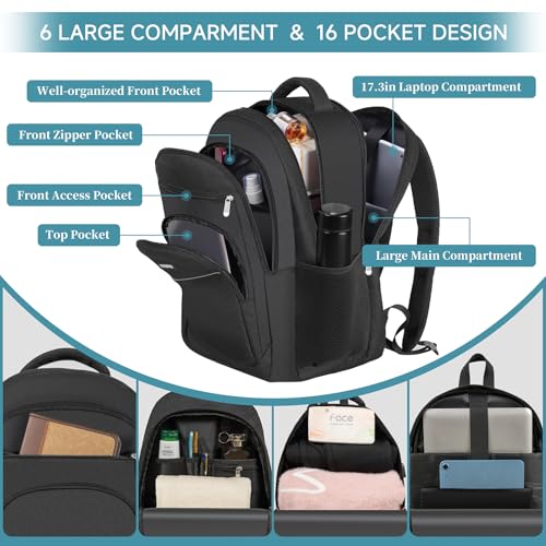 DFIKISY 17.3” Anti-Theft Laptop Backpack | Waterproof Oxford Fabric | USB Charging Port | Large Capacity Business & Travel Bag | Grey