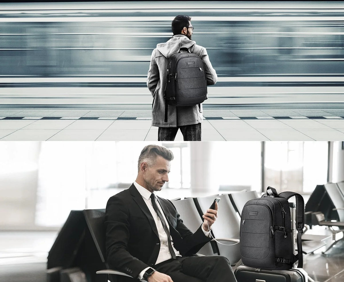 Tzowla Anti-Theft Laptop Travel Backpack – USB Charging & Headphone Port, Water-Resistant (Fits 15.6”–17.3”)