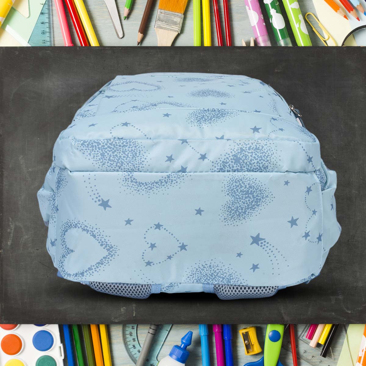 Hearts Design Blue Unisex School Backpack – Stylish, Spacious & Waterproof