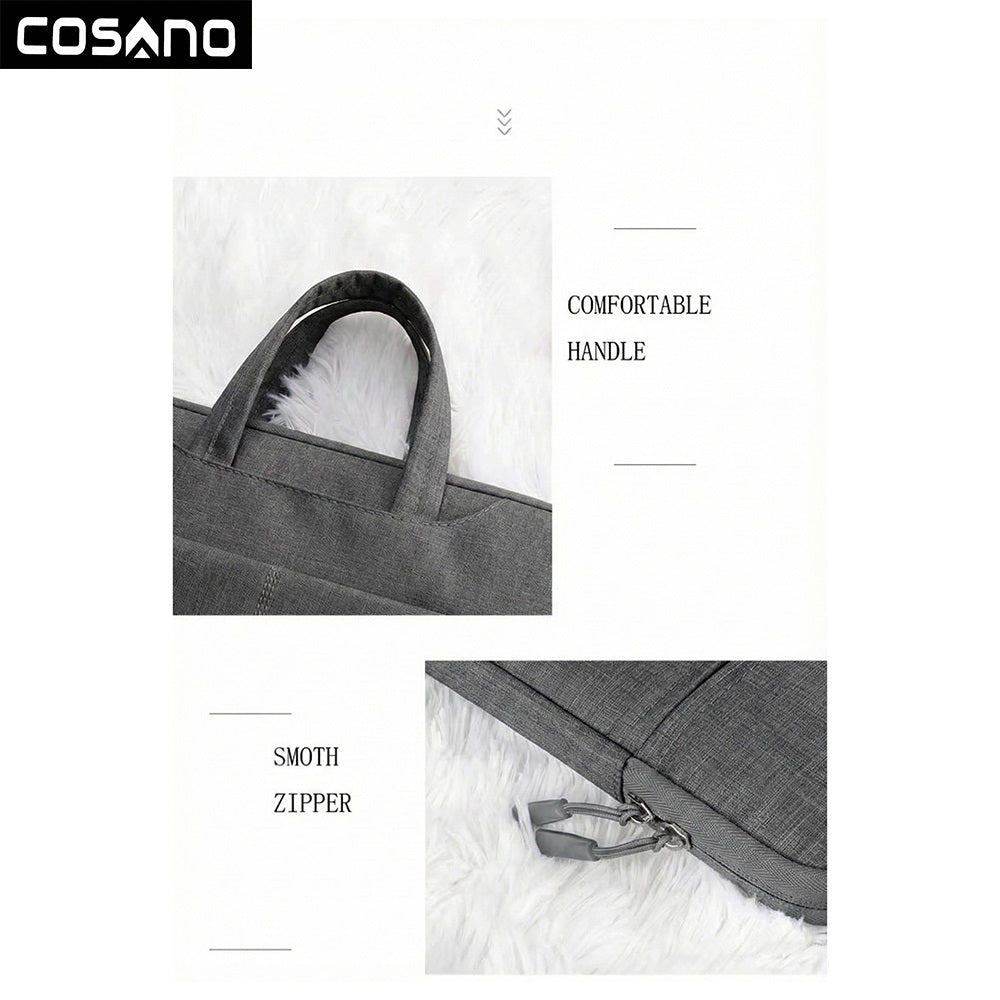 COSANO 15.6" Laptop Sleeve Bag | Neoprene Shockproof Case with Pouch | Slim Protective Cover – Grey