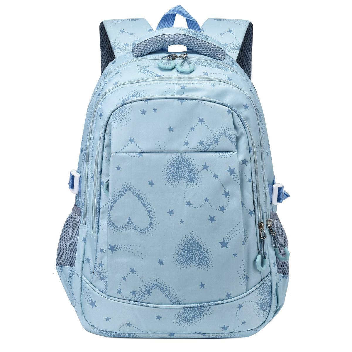 Hearts Design Blue Unisex School Backpack – Stylish, Spacious & Waterproof