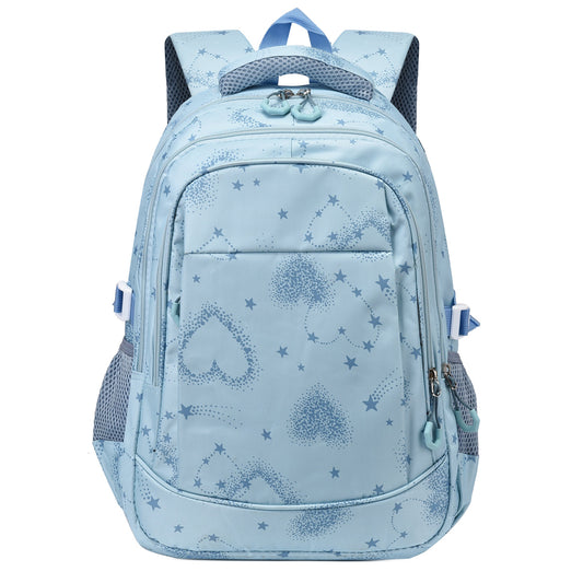 Hearts Design Blue Unisex School Backpack – Stylish, Spacious & Waterproof