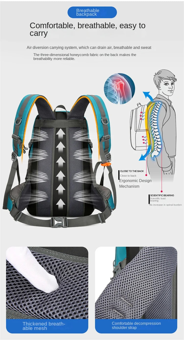 Outland 50L Waterproof Hiking & Travel Backpack – Shoe Compartment, Waist & Chest Support