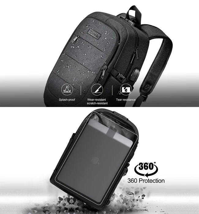 Tzowla Anti-Theft Laptop Travel Backpack – USB Charging & Headphone Port, Water-Resistant (Fits 15.6”–17.3”)