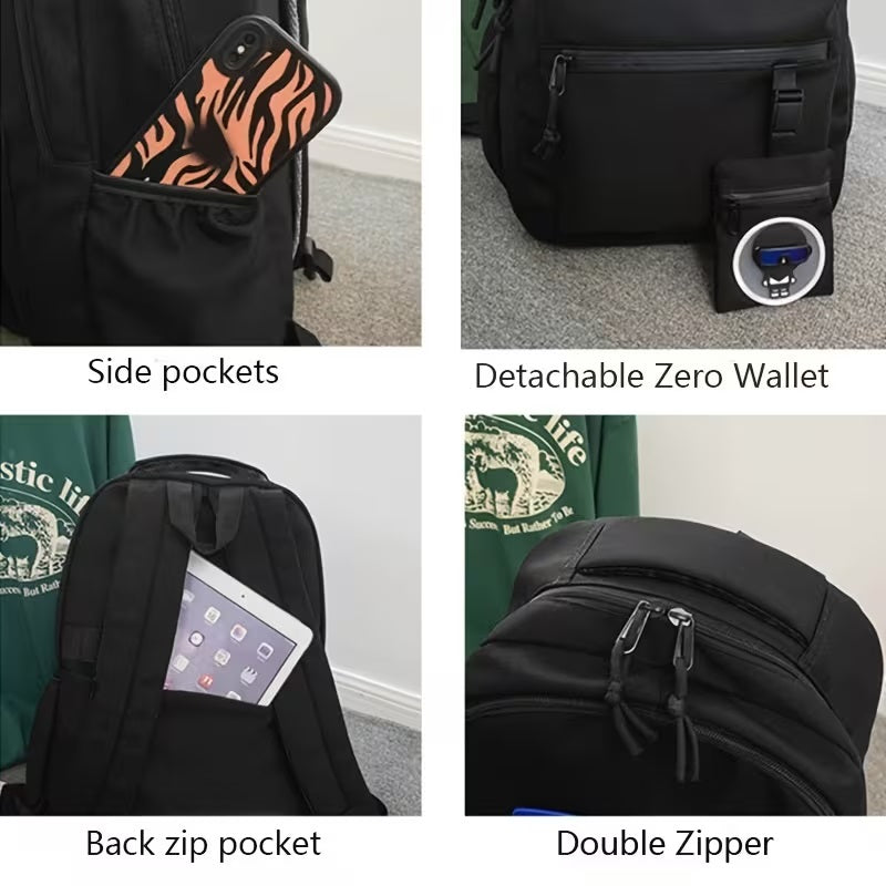 Shadow Mascot Black High School Backpack – Water Resistant Laptop Backpack for Teenagers