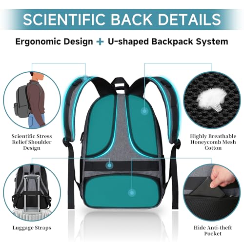 DFIKISY 17.3” Anti-Theft Laptop Backpack | Waterproof Oxford Fabric | USB Charging Port | Large Capacity Business & Travel Bag | Grey