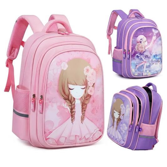 Apsis Junior School Bag for Girls – Barbie Design, Lilac & Pink