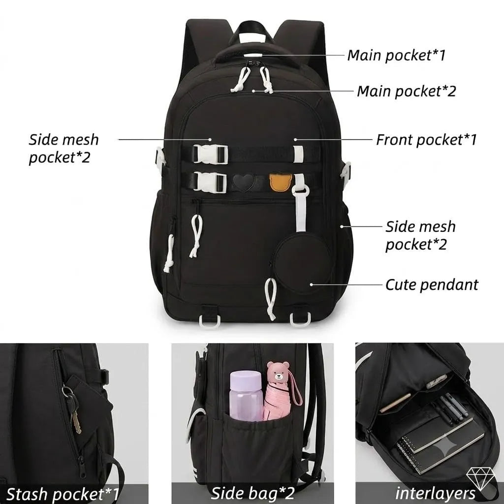 WALSON Korean Laptop Backpack for Men & Women – 16-Inch, Water-Resistant, Anti-Theft Design