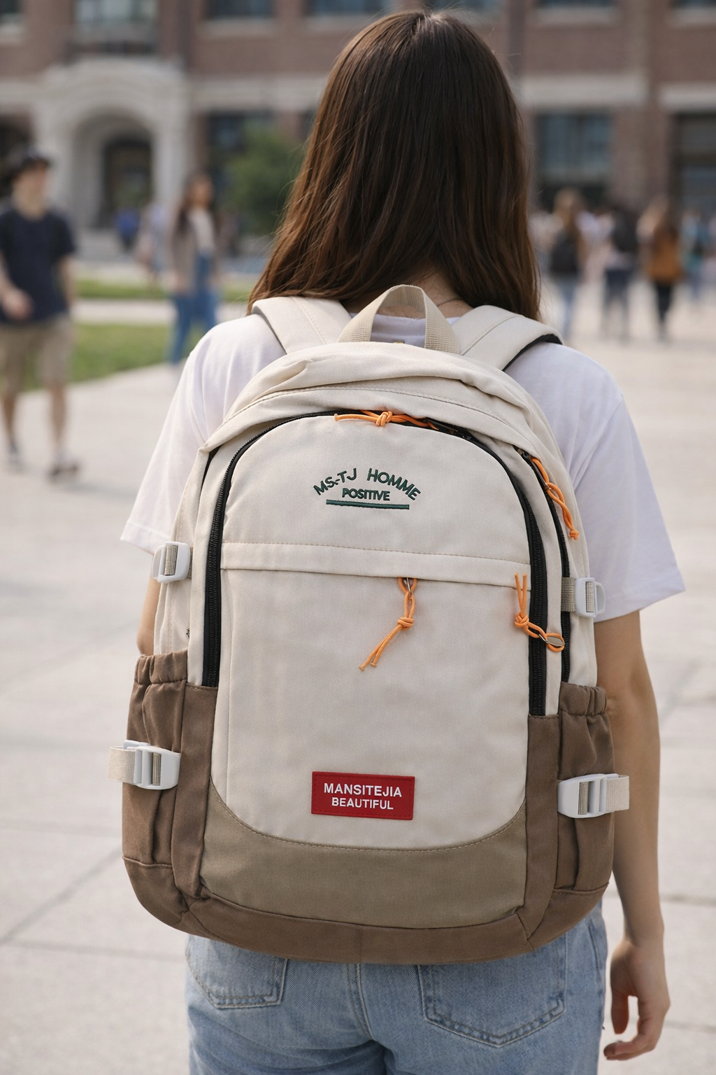 MS TJ Homme Fashion School Backpack Purple – 15.6” Laptop Compatible | Water-Resistant Nylon School Bag for Girls & Boys | Stylish Travel & Campus Backpack
