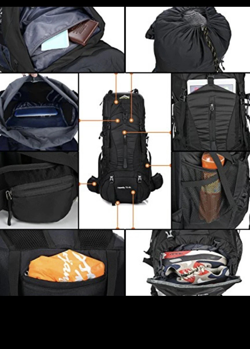 Everest 75+5L Waterproof Hiking & Camping Backpack with Rain Cover – Travel Trekking Mountaineering Rucksack