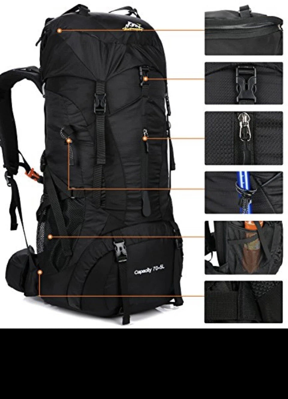 Everest 75+5L Waterproof Hiking & Camping Backpack with Rain Cover – Travel Trekking Mountaineering Rucksack