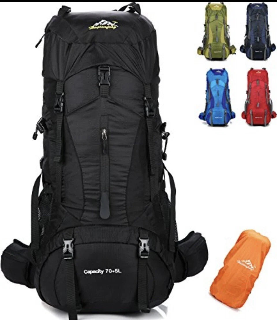 Everest 75+5L Waterproof Hiking & Camping Backpack with Rain Cover – Travel Trekking Mountaineering Rucksack