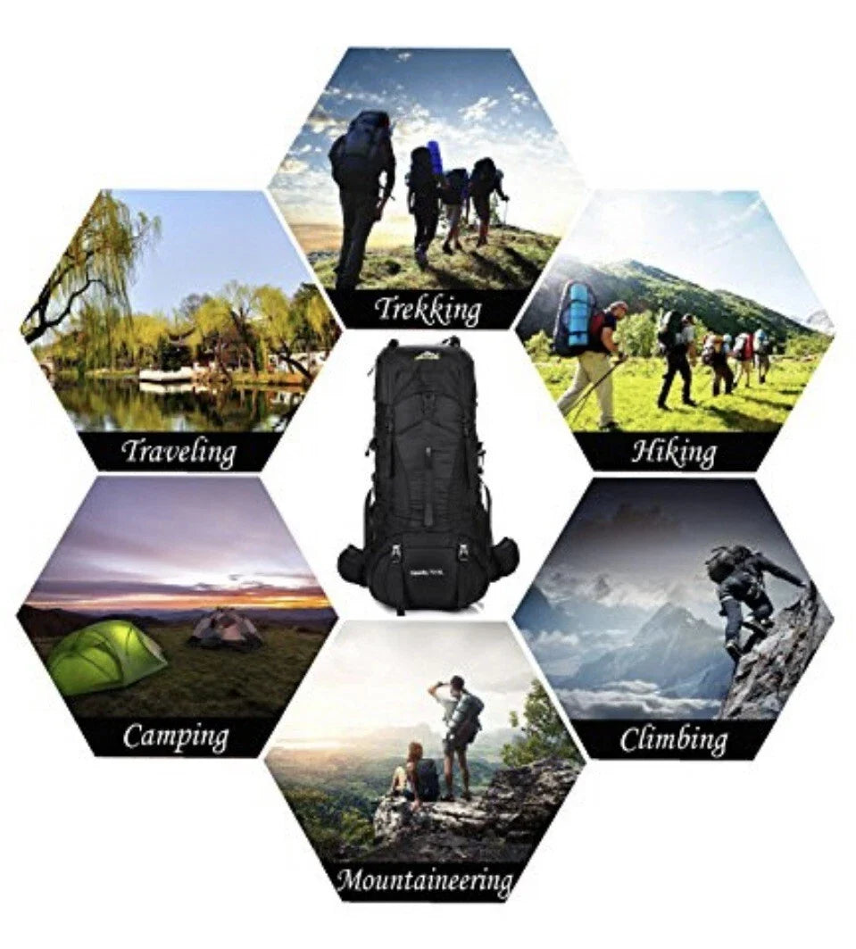 Everest 75+5L Waterproof Hiking & Camping Backpack with Rain Cover – Travel Trekking Mountaineering Rucksack