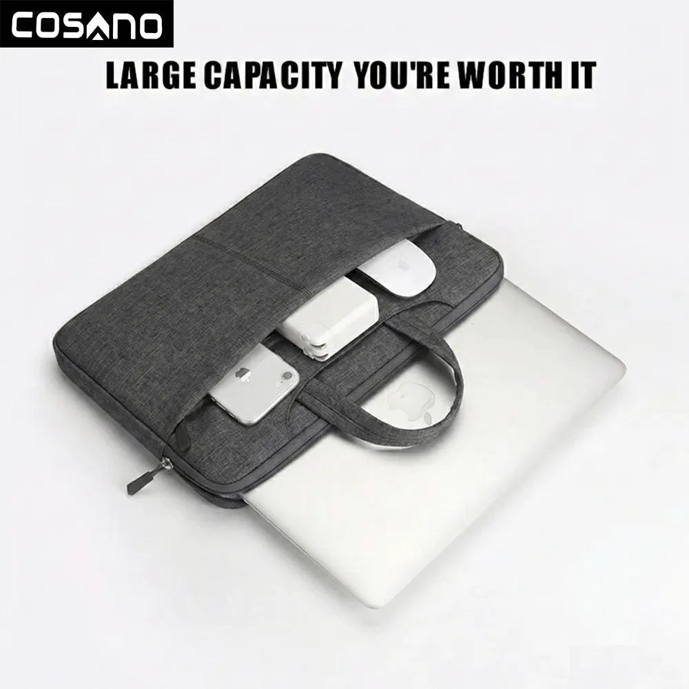 COSANO 15.6" Laptop Sleeve Bag | Neoprene Shockproof Case with Pouch | Slim Protective Cover – Grey