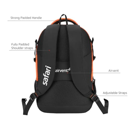 Safari Grande 43L Expandable Travel Laptop Backpack – 17″ Laptop, 3 Compartments, Compression Straps, Bottle Holder | Brick Red