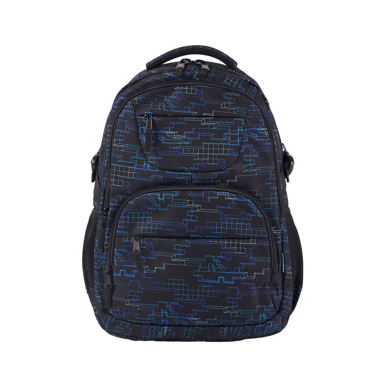 Tottus 360 Teenager  School & College Backpack Black Robo Design – Water Resistant, D-Hooks, Ergonomic Padded Back